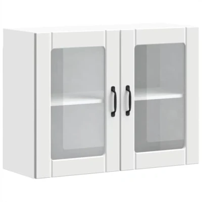 Abbildung von vidaXL Küchen Hängeschrank mit Glastür Lucca Weiß Holzwerkstoff, Wandschrank Küche, Wandschrank, Oberschrank, Küchenschrank,