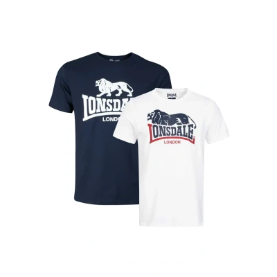 Abbildung von Lonsdale 2 PACK Tshirt print, Herren, Größe: Small, White/navy