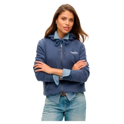Abbildung von Superdry Essential LOGO Hoodie Sweatjacke, Damen, Größe: 44, Mariner navy