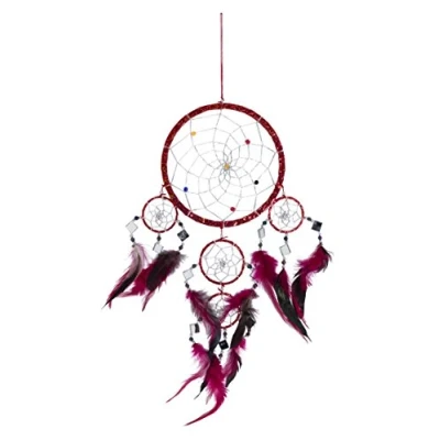 Abbildung von Kascha Traumfänger/Dreamcatcher 60cm x 16cm Rot/Silber Spiegel/Glitzer / 5 Ringe