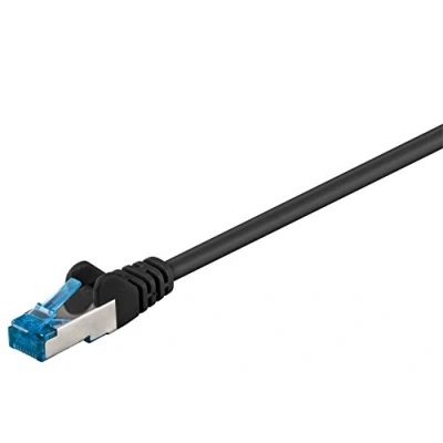 Abbildung von Goobay 92696 CAT 6a PatchKabel, EthernetKabel, doppelt geschirmt, S FTP bis 10000 Mbits, 500 Mhz, halogenfrei Kupfer Kabel, RJ 45 Stecker, vergoldete Kontakte, 0,5m, Schwarz