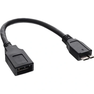 Abbildung von InLine Micro USB 3.0 OTG Adapterkabel, B Stecker an A Buchse, 0,15m, 0,15 m, A, B, Schwarz