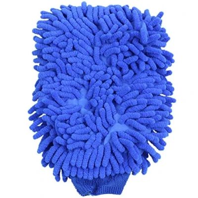 Abbildung von Aorwh 2X Praemie Mikrofaser Chenille Super Absorptionsmittel Fuer Waesche Und Wachs, Auto Faeustlinge (Blau)
