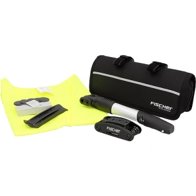 Abbildung von Fischer Fahrrad Pannen Set Set, spart Zeit bei der Reparatur, schnell und sicher, schwarz, 7 teilig