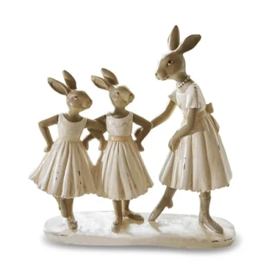 Abbildung von Loberon Hasen Danseuses, liebevoll handbemalt, Zauberhafte Hasenfamilie, Osterhasen, Osterfiguren, Ostern, Osterdeko, Polyresin, Creme/braun