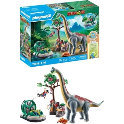 Abbildung von Playmobil® Brachiosaurus Begegnung mit Luftkissenboot (71819), Playmobil Dinos Konstruktions Spielset, (97 St)