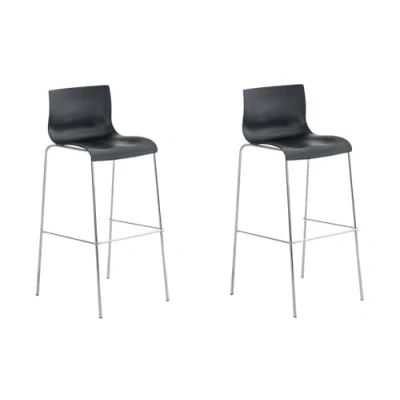Abbildung von CLP 2er Set Barhocker Hover Mit Kunststoffsitz I Barstuhl Robustem Metallgestell I, Farbe:schwarz, Gestell Farbe:Chrom