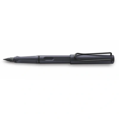 Abbildung von Lamy safari steel black Füller Füllhalter mit ergonomischem Griff &amp; polierter Stahlfeder in Strichbreite EF robuster ASA Kunststoff inkl. Tintenpatrone T 10 blau Rechtshänder