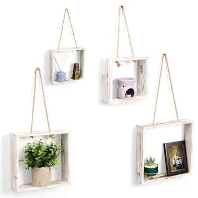 Abbildung von BELLE VOUS Dekoobjekt 4er Pack Wandregal aus Holz Wand Regal Set in 4
