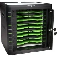 Abbildung von Kensington K67977WW Lade und Synchronisierungs Kabinett (für Tablets, für bis zu 10 manipulationssichere Tür eingebautem Lüfter), Schwarz
