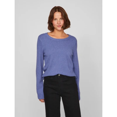 Abbildung von VILA Viril Vneck LS NOOS Strickpullover, Damen, Größe: Large, Lapis blue