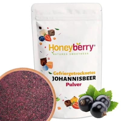 Abbildung von Gefriergetrocknetes Johannisbeere Pulver 100g Gefriergetrocknete Früchte Schwarze für Smoothies und Backen Natürliches Johannisbeerpulver ohne Zusätze