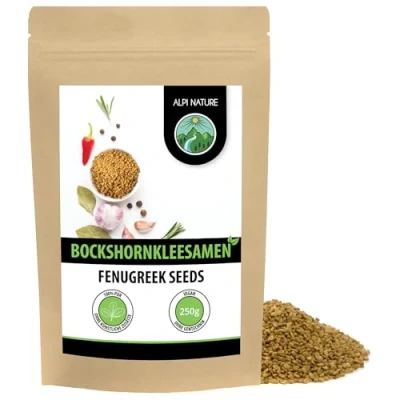 Abbildung von Bockshornklee Samen ganz (250g), 100% naturrein, Bockshornkleesaat natürlich ohne Zusätze, vegan, Bockshornkleesamen