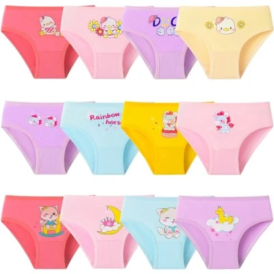 Abbildung von Adorel Mädchen Slips Baumwolle Unterhosen Höschen 12er Pack Tier Fantasie 134 140 EU (Herstellergröße XL)