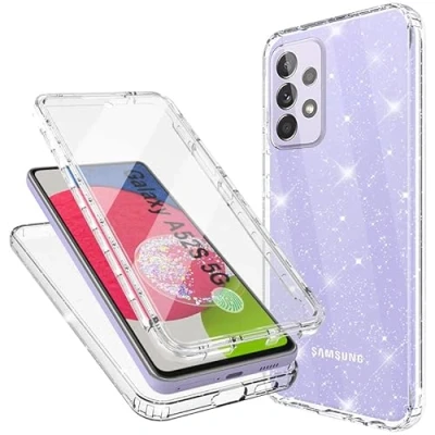 Abbildung von Mosoris Handyhülle für Samsung Galaxy A52s 5G Hülle Glitzer, A52 4G/5G mit Eingebautem Displayschutz 360 Grad Stoßfest Schutzhülle Soft Silikon Bumper Transparent Slim Flexible TPU Case