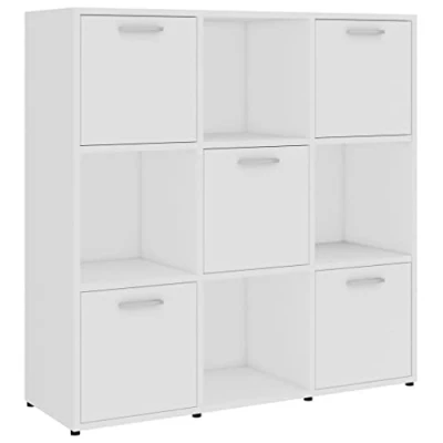 Abbildung von vidaXL Bücherregal mit 9 Fächern Raumteiler Raumtrenner Standregal Wandregal Regal Aktenregal Büroregal Würfelregal Weiß 90x30x90cm Holzwerkstoff