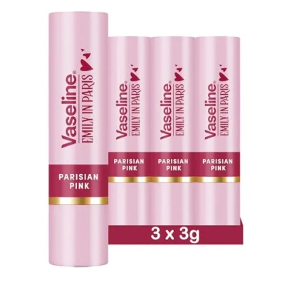 Abbildung von Vaseline x Emily in Paris Parisian Pink Feuchtigkeitsspendender Lippenbalsam Limited Edition (3er Pack Pink)