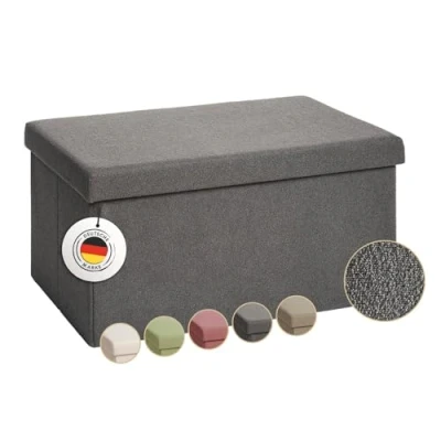 Abbildung von Laleni Sitzbank mit Stauraum groß Truhenbank 76x38 cm Sitztruhe Bequemer Hocker Aufbewahrungsboxen für Kinder Teddy Sitzbox Anthrazit