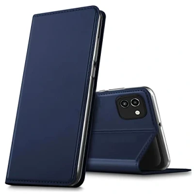 Abbildung von Verco Handyhülle für Samsung Galaxy A03, Premium Handy Flip Cover A03 Hülle [integr. Magnet] Book Case PU Leder Tasche, Blau