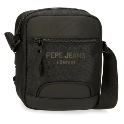 Abbildung von Pepe Jeans Bromley Messengerhülle Schwarz 17x22x7,5 cm Polyester, Schwarz, Talla única, Umhängetasche