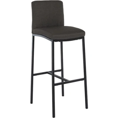 Abbildung von CLP Barhocker Freeport I Gepolsterter Barstuhl Thekenhocker mit Rückenlehne und Vierfußgestell aus Metall, Farbe:dunkelgrau, Material:Stoff