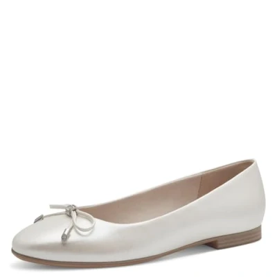 Abbildung von Tamaris Damen Klassische Ballerinas, Frauen Flats,Comfort Lining,TOUCHit Fußbett,Slip ons,klassisch elegant,Ballerinen,Pearl,39 EU