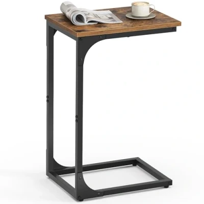 Abbildung von VASAGLE Beistelltisch, Sofa Spitze, Nachttisch, TV Platte, für Wohnzimmer, Schlafzimmer, industrieller Stil, Braun/Schwarz LET350B01