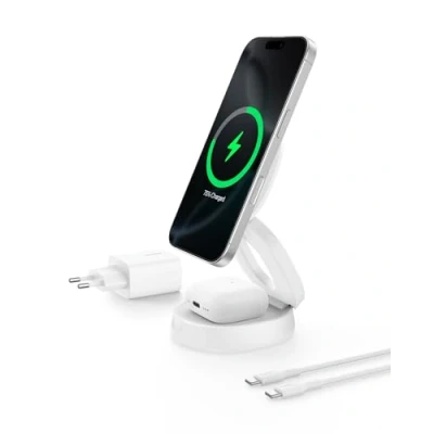 Abbildung von Belkin magnetische 2 in 1 Ladestation mit Qi2, 15W, weiss