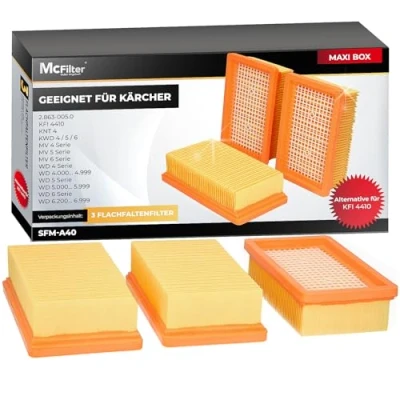 Abbildung von McFilter Ersatzfilter (3 Stück) Lamellenfilter Filter geeignet, Alternative für Kärcher 2.863 005.0