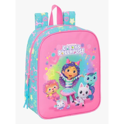 Abbildung von Safta GABBY&#039;S DOLLHOUSE CONFETTI Kinderrucksack, Schulrucksack, anpassbar an Kinderwagen, ideal für Kindergärten, bequem und vielseitig, Qualität Widerstandsfähigkeit, 22 x 10 27 cm, rosa/türkis