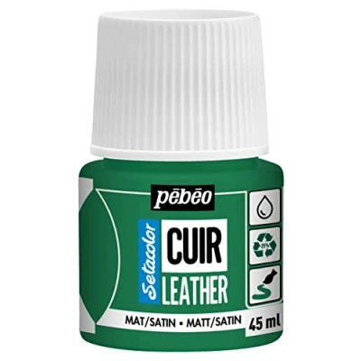 Abbildung von Pébéo Setacolor Leder Acrylfarbe für und Kunstleder Personalisierung von Taschen, Schuhen, Sneakern kratz , knick scheuerfest matter/seidenmatter Finish Kaktusgrün 45 ml
