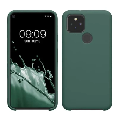 Abbildung von kwmobile Hülle kompatibel mit Google Pixel 5 Silikon Handy Case Handyhülle weiche Oberfläche kabelloses Laden Tannengrün