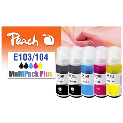 Abbildung von Peach E103/104 Spar Pack Plus Druckerpatronen (2xBK, C, M, Y) ersetzt Epson No. 103, 104 für z.B. EcoTank ET 2710, 2710 Unlimited, 2711