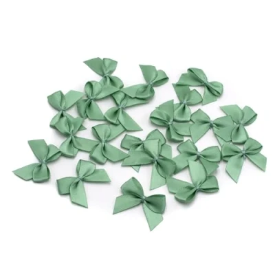 Abbildung von Creativery Aufnäher, Polyester 100% Polyester, Satinschleifen 25x30mm zum Basteln &amp; Aufnähen 20 Stück Eukalyptus