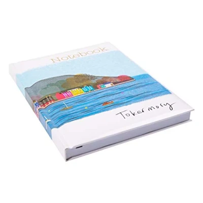 Abbildung von Maturi A5 Notizbuch mit gepolstertem Einband, Tobermory Beach Design Goldfoliendetails und glänzender Oberfläche, mehrfarbig