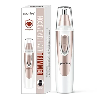 Abbildung von Nasenhaartrimmer Frauen Nasenhaarschneider Ohrhaarschneider, Professioneller schmerzfreier Augenbrauen und esichtshaartrimmer für Männer Frauen, batteriebetrieben, IPX7 Wasserdichte Doppelklingen
