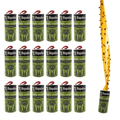 Abbildung von Repulseo® Fliegenfänger ✯Made in EU✯ Fliegenfalle Innenbereich Klebefalle, Fliegen fliegenabwehr, Insektenfänger,Fliegenfalle umweltfreundlich,giftfrei 16er Pack