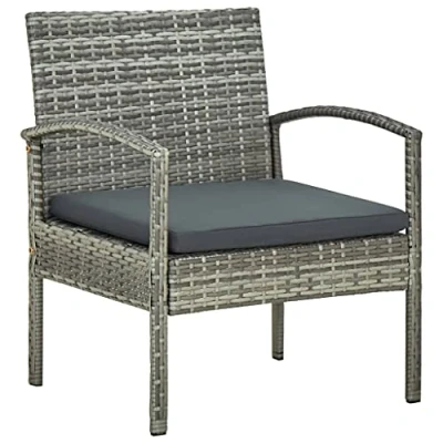 Abbildung von vidaXL Gartenstuhl mit Kissen Gartensessel Gartenmöbel Rattanstuhl Stuhl Sessel Rattansessel Balkonstuhl Terrassenstuhl Essstuhl Poly Rattan Grau