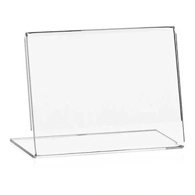 Abbildung von 10 Stück VITAdisplays® DIN A7 Werbeaufsteller L Ständer im Querformat/Preishalter/Preisaufsteller (10,5 x 7,4 cm), Transparent aus original PLEXIGLAS® (10er Pack)