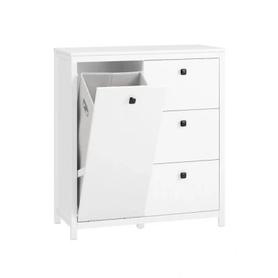 Abbildung von SoBuy Wäscheschrank BZR97 Badschrank mit ausklappbarem Wäschesäcken Wäschekorb Badezimmerschrank