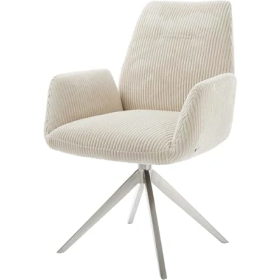 Abbildung von Drehstuhl Zoa Flex Cord Beige Kreuzgestell breit Edelstahl 360 drehbar Wippfunktion Taschenfederkern