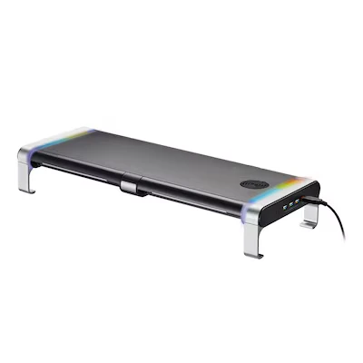Abbildung von my wall HyperGaming Monitor Rack HT43L, Monitorständer, RGB Beleuchtung, Qi Charger, Bildschirmerhöhung, Inklusive USB Hub und Schubladen, Monitorerhöhung, Gaming Setup