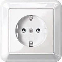 Abbildung von Merten MEG2301 1219 SCHUKO Steckdose mit voller Abdeckplatte, STK, polarweiß glänzend, Atelier M