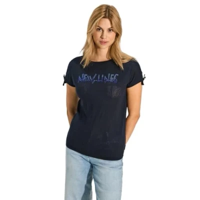 Abbildung von Cecil MIT Burnout Muster Tshirt print, Damen, Größe: Small, Blau