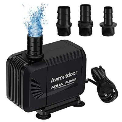 Abbildung von Awroutdoor Wasserpumpe Tauchpumpe, 2500L/H Aquariumpump für Teich Brunnen Aquarium Garten, Submersible Pumpe 3 Düse 19mm 22mm 25mm, Kabel1.9m(35W)