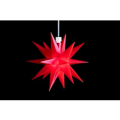 Abbildung von Sterntaler Dekostern Weihnachtsstern Midi Stern Kunststoff 18 Zacker Rot 16cm Innen LED Batterie mit Timer