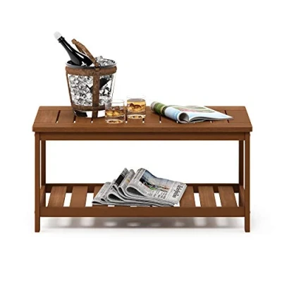 Abbildung von Furinno Tioman Outdoor Tisch mit Ablage in Teaköl, Natur, 45.21 x 89.92 43.18 cm