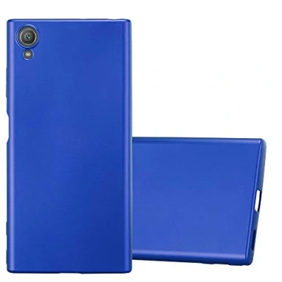 Abbildung von Cadorabo Hülle kompatibel mit Sony Xperia XA1 Plus Schutzhülle TPU Silikon Case Metallic Design Slim Kratzfest Weiche Gummi Rundumschutz für in Blau