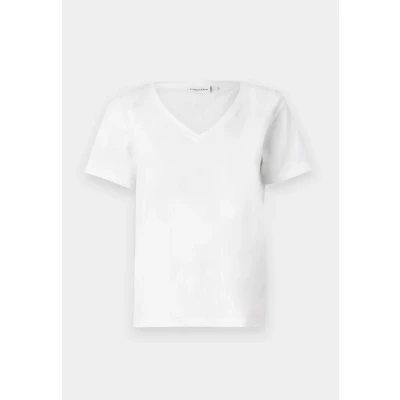 Abbildung von Calvin Klein Smooth V NECK TEE Tshirt basic, Damen, Größe: XXS, Bright white