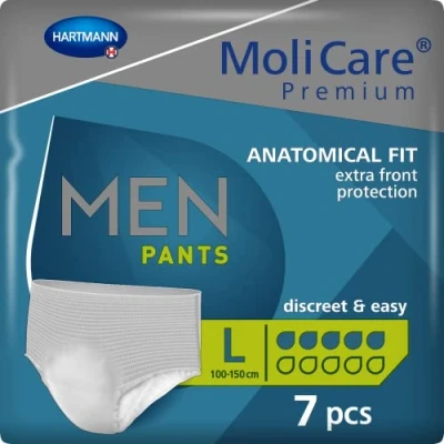 Abbildung von MoliCare Premium MEN PANTS, Diskrete Anwendung bei Inkontinenz speziell für Männer, 5 Tropfen, Gr. L, 1x7 St